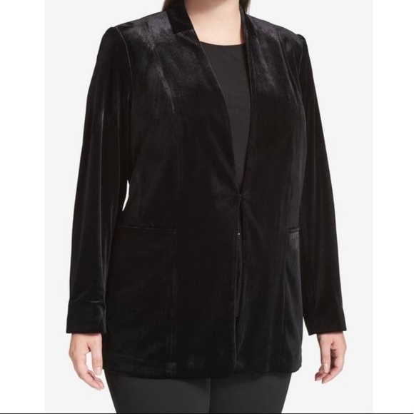 Calvin Klein Plus Velvet Front Clasp Jacket,NWOT - Picture 2 of 11